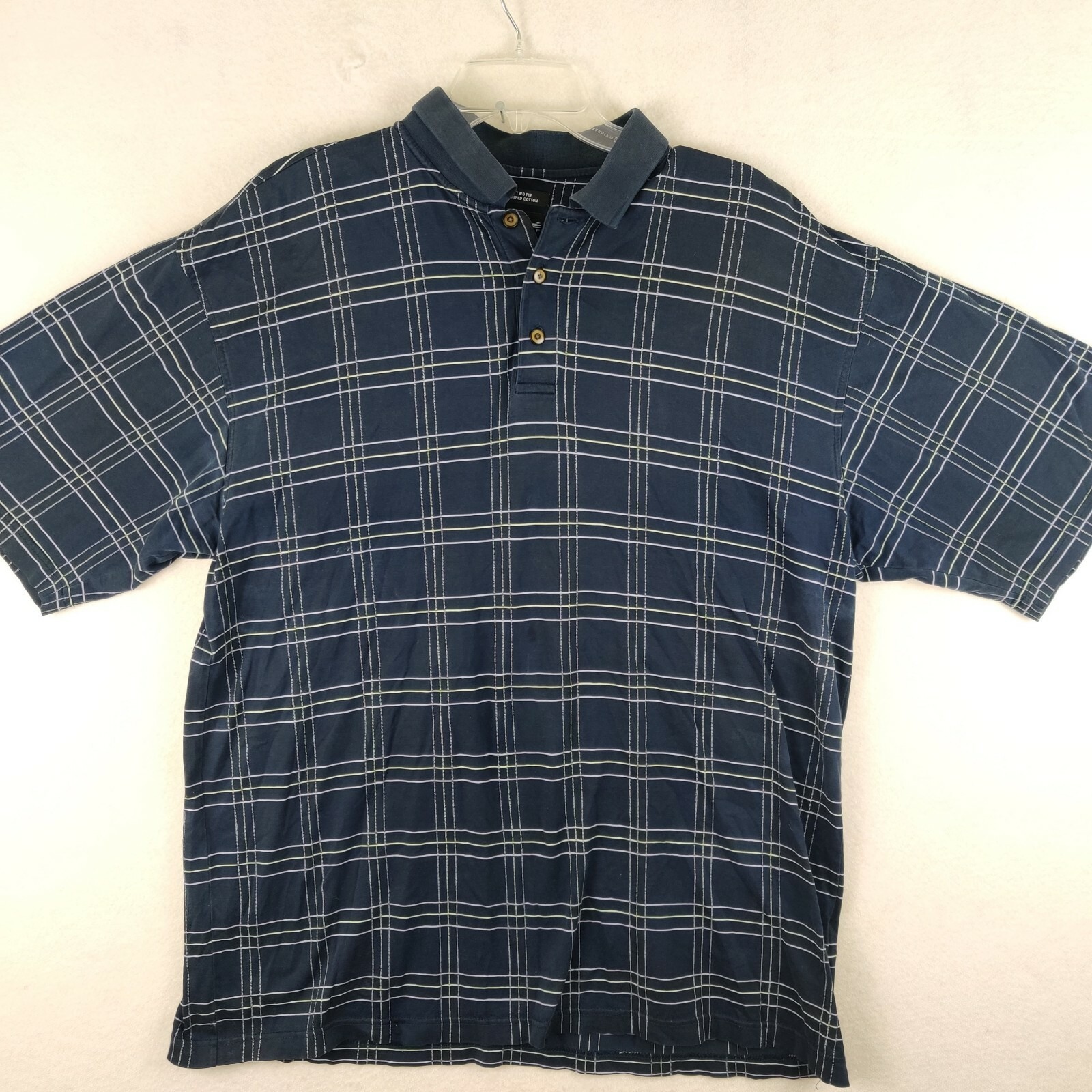 Bolle Men's Polo Shirt Golf Blue Plaid Size Large